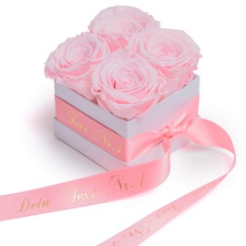 ROSEMARIE SCHULZ Heidelberg Rose Box with Pink Infinity Roses and Desired Text - Preserved Eternal Flowers Gift for Valentine's Day for Her (Special Text, Pink)