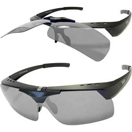Adventure Oh SC60 Sunglasses, Over-the-Glasses, Flip-up, Polarized Sunglasses, Large Size, Driving Sunglasses, Sports Sunglasses, No Glare, Pale gray with visible eyes