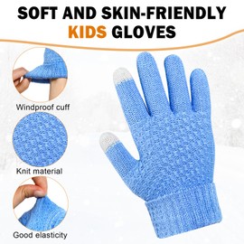 ONESING 3 Pairs Winter Gloves for Kids Touch Screen Warm Knit Gloves for Boys Girls