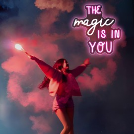 Whfobfe The Magic is in You Neon Sign Pink Led Neon Lights Signs for Wall Decor USB Powered Led for Room Decoration Home Bar Game Room Party Decor