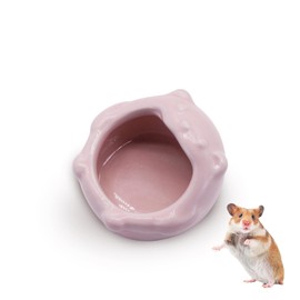 LuckyOpt Small Ceramic Pet Hamster Bowl, Easy to Clean Anti Flipping Small Animal Bowls, Hamster Food and Water Bowl for Golden Bears, Rabbits, Hedgehogs, Dutch Pigs, Parrots (Pink)