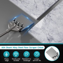 65A Shank 6 Inch Wide Floor Scraper Chisel Bit - 24" Long Alloy Steel Jack Hammer Drill Bit Blade Scraper, Spring-Loaded Bolt Reinforcement, Removal Tools for Tile Thinset Hardwood Adhesive
