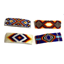Roger Enterprises Seed Bead Hair Barrette in Native American Southwestern Style~Set of 4