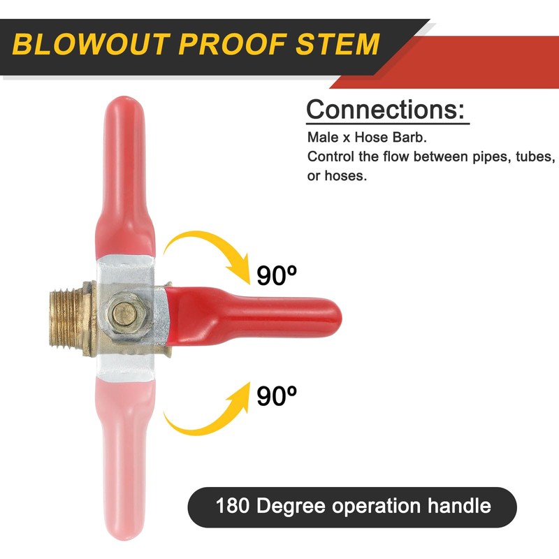 sourcing map 4Pcs Brass Water Mini Ball Valve Shut Off