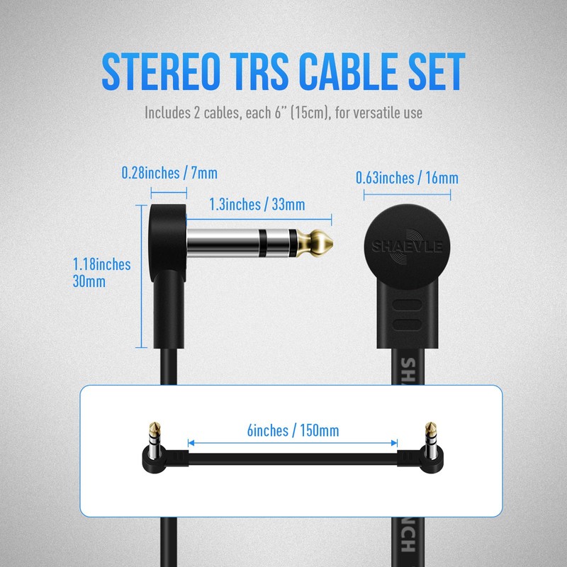 Shaevle TRS Guitar Patch Cable 1/4 inch Right Angle Effect