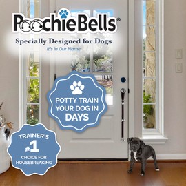 PoochieBells Dog Door Bells for Potty Training, Quick & Easy Puppy Potty Training Method Included, Handcrafted in USA with Loud, Paw-Safe Bells, Midnight Black