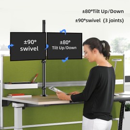 Bracwiser Dual Fully Adjustable Monitor Arm Stand Mount 31.5 Inch Tall Pole Fits Two Screen 13-27 inch 22lbs for Monitor Computer Screen 13 15 17 19 20 22 23 24 26 27 inch VESA 75 100 (MD7842)