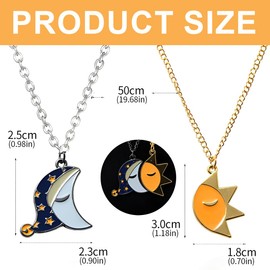 QEQSHQO Pack of 3 Sun Moon Necklaces, Friendship Necklace, Girls Birthday Gift, Pendant Chain Gift