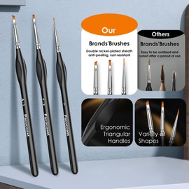 12PC Miniature Brushes, Pacocoast Detail Paint Brushes Set for Fine Detailing & Art Painting, Small Tiny Paint Brush Perfect for Acrylic, Paint by Number, Figurine, Craft, Models (Silver, Black)