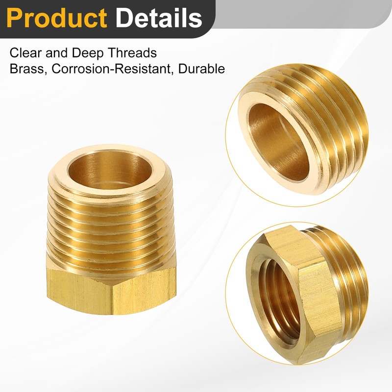 uxcell 2Pcs 3/8 BSPT Male x 1/4 NPT Female Brass