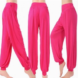 Unisex Modal Lantern Yoga Pants for Dance, Tai Chi & Workout - Plus Size Women's Lantern Pants Purple+M 5ea