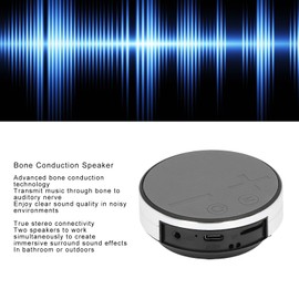 Bone Conduction Speaker, True Speakers Mini Portable Stereo Sound Portable Speaker Waterproof Music Player for Home Outdoor Travel, Suction Cup Base (Silver)