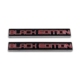 2 pegatinas de metal chapado en cromo con logotipo de edición negra, insignia de automóvil 3D de alta calidad, calcomanías deportivas de carreras de repuesto (plateado y negro y rojo)