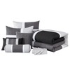 Chezmoi Collection Upland 7-Piece Quilted Patchwork Comforter Set, Black/Gray/Light Gray,