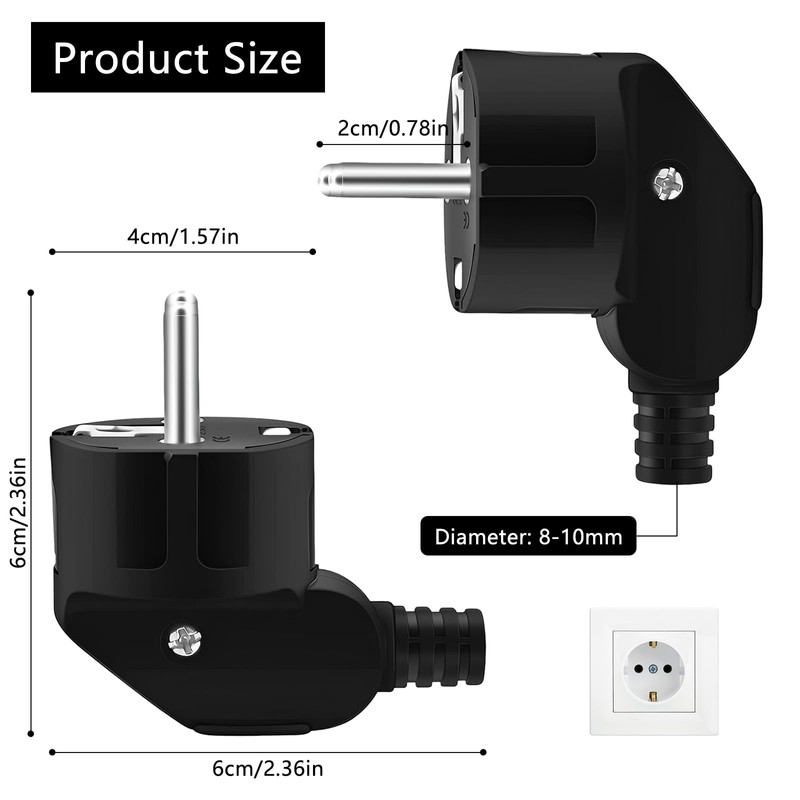 Schuko Plug 250 V/16 A Euro Plug Power Plug Angle