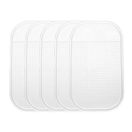 HARFINGTON 5pcs Car Dashboard Anti-Slip Mat 5.5" x 3" Universal Sticky Dash Pad Washable Reusable Car Non-Slip Mats for Phone Keys Sunglasses Electronic Devices, Transparent