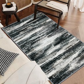 Nafall 2x3 Small Entryway Rug-Black Modern Abstract Washable Kitchen Area Rug, Non-Slip Throw Door Mat Rug for Bathroom,Bedroom, Laundry Room,Home Decor