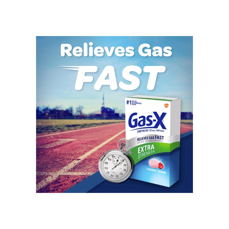 Gas X Extra Strength Cherry Chewable Tablets 72 Count Simethicone