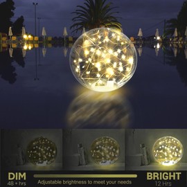 SATXTREM 14 Inch Solar Powered Floating Pool Lights,3000K Warm White LED Glow in The Dark Pool Ball That Float,IP68 Waterproof for Christmas Decorations Gift Ornaments