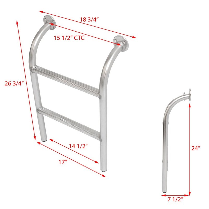 Boat Boarding Ladder 163327 | 26 3/4 Inch 2-Step Aluminum