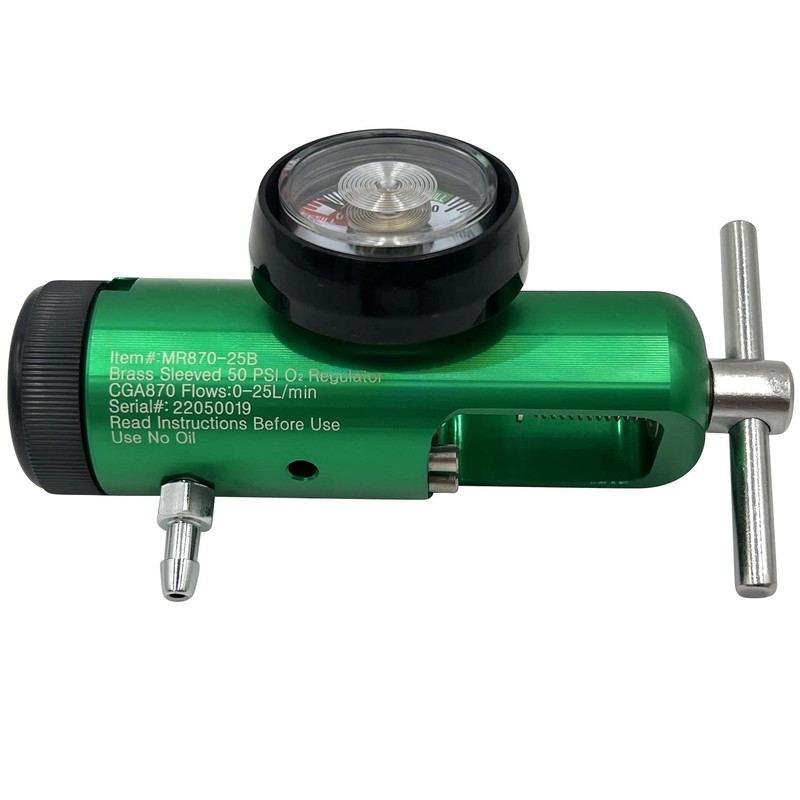ResOne CGA‑870 Oxygen Cylinder Regulator, Adjustable 0–25 LPM, Aluminum/Brass –
