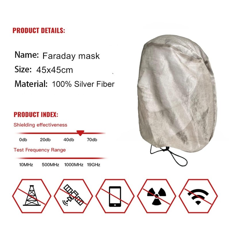Amradield Head Mask,Silver Fiber,Head Cover Net,High Protection Hat,Shielding Signal Fluctuation