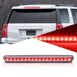 Auto Dynasty Full LED 3rd Third Brake Tail Light Rear Stop Lamp Compatible with Chevy Suburban Tahoe 15-20, High Mount, Chrome Housing Clear Lens