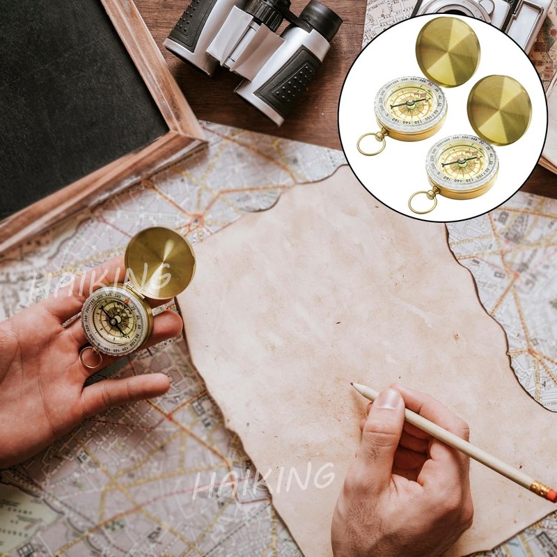 HAIKING Metal Pocket Compass, 2 Pcs Camping Survival Compass for