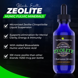 Black Earth Zeolite with Humic Fulvic Acids Trace Minerals for Adults and Kids for Detox, Gut Health and Immune Support - 1oz Liquid Drops Supplement