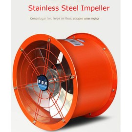 INTSUPERMAI 10 Inch Axial Fan Cylinder Industrial Portable Ventilator Explosion Proof 120W Low Noise Utility Blower Exhaust Fan with Thickened Steel Impeller 220 V Air Ventilation with 1400 r/min