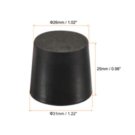 sourcing map Rubber Tapered Plug 26mm to 31mm Solid Test Tubes Bungs Stopper Black for Lab Home 5 Pieces
