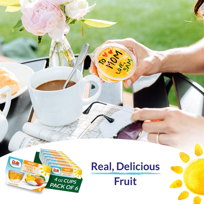 Dole Fruit Bowls Low Fat Peaches & Creme Parfait Snacks,