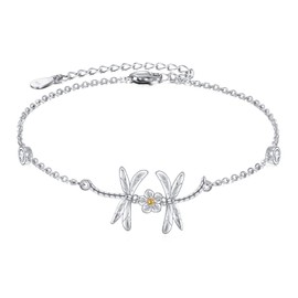 POPKIMI Dragonfly Anklets for Her Dragonfly Gifts Sterling Silver Dragonfly Anklets Dragonfly Ankle Bracelet Dragonfly Jewelry for Women Mom Wife Birthday Anniversary Graduation Gifts
