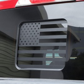 Zxiaochun Rear Middle Window American Flag Decal for Ford F150 F250 F350 2015-2020 2021 2022 2023 2024 2025 Back Center Sliding Window Glass USA Flag Vinyl Sticker Exterior Accessories(Matte Black)
