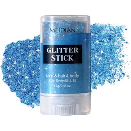 Barras de Brillo Corporal y Facial Verde Lima, Purpurina Chunky para Cabello y Cara, Accesorios Fiesta, Carnaval, St. Patrick’s Day y Rave, Maquillaje con Lentejuelas Brillantes para Mujer (Blue)