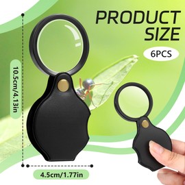 Mini Magnifying Glass, Pack of 6, Folding Magnifier, 10x Pocket Magnifier, Portable Pocket Magnifier for Reading Books, Newspapers, Maps, Jewellery