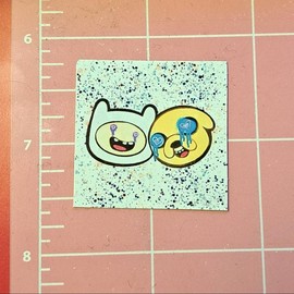 Trippy Adventure Time sticker by SamAcidity, waterproof Finn and Jake sticker, cool sticker art, trippy Finn and Jake Heart Eyes sticker Metal - size: 3in x 3in