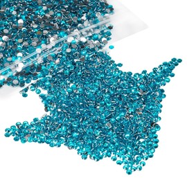 qiipii 3000PCS 5mm Blue Zircon Resin Crystal Rhinestones for Crafting Flatback Rhinestones Bulk SS20 Non-Hotfix Teal Blue Stones Diamonds Crystals Gems for Nails Face Mugs Tumblers Bottles DIY Crafts