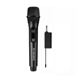 Audiobox Wireless Microphone, UHF Metal Dynamic Handheld Multipurpose Mic with Rechargeable Receiver (4hrs), 160ft Range, for Karaoke Machine, Amplifier Speaker, Mixer, Church, PA - Black (1)
