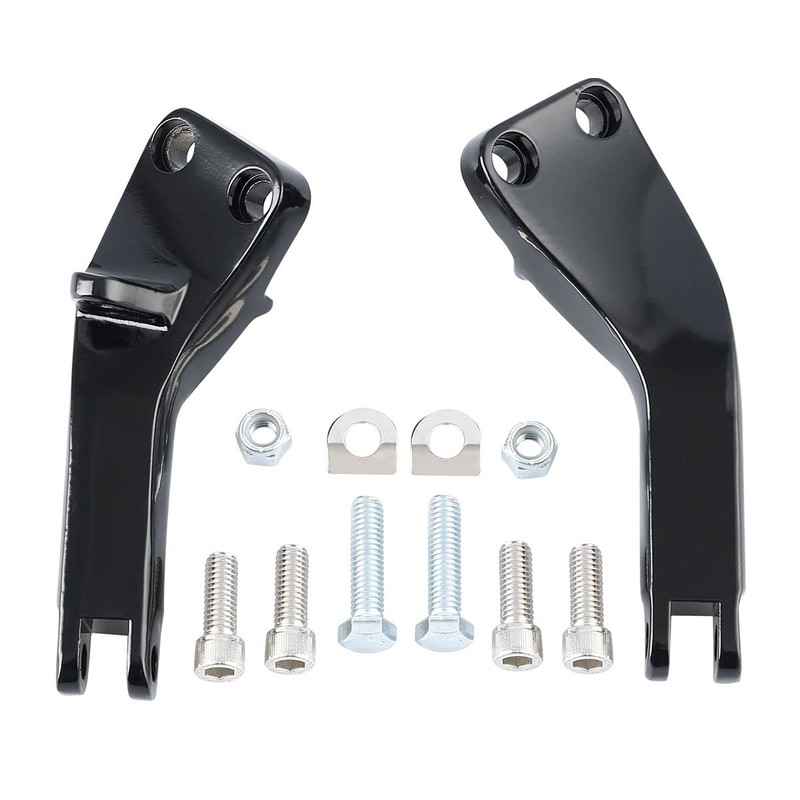 Black Passenger Foot Peg Support Kit Compatible with Harley Dyna