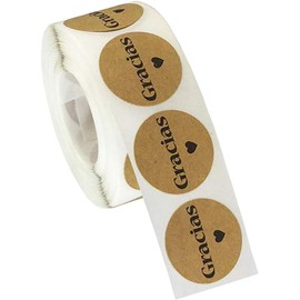 LoveinDIY Pegatinas De Agradecimiento Etiquetas Adhesivas Redondas De 1 '' Pulgadas Con Etiquetas Adhesivas Con Corazones De Amor, Papel Kraft Natural, 500 Piez