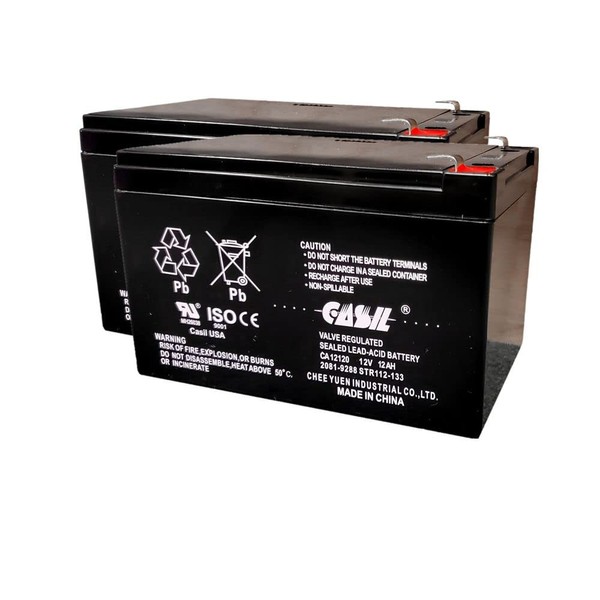 2 Pack Casil CA12120 12v 12ah Battery with Terminal F2, Sealed Lead Acid Battery 12v 12ah Deep Cycle AGM Scooter Battery for Ride on Toys and Power Wheels