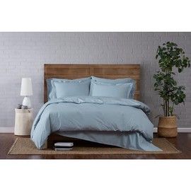CANNON - Solid Percale 3 Piece Twin Duvet and Sham Set - Light Blue