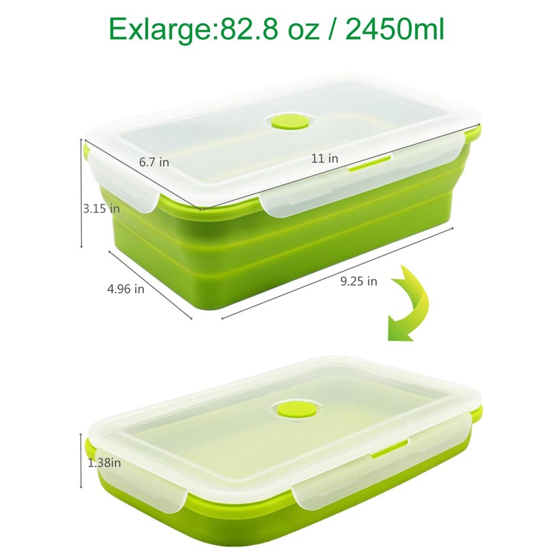 FUSMYE Extra Large Collapsible Silicone Food Storage Containers With Lids,