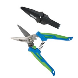 CEERAYZ 185mm Scissors All Purpose Heavy Duty, Garden Shears, Scissors for DIY Projects, Office, Production Lines, Pruning, with Protective Sheath (Blue/Green)