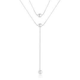 Pearl Necklaces for Women Double Layers Classic Choker Chain Simple Long Pearl Pendant Jewelry Holiday Birthday Gifts