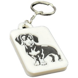 Dog and Cat 3D Printed Keychains, Decorative Zipper Pulls, Black and White (Dachshund)
