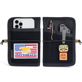 VIPERADE VE11 Pocket Journal Pouch, EDC Wallet Small Notebook Cover, Nylon Journal Cover for Field Notebook, Utility EDC Organizer Pouch with DIY Patch Area, Black, non