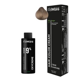 Femmas Hair Colour Set Light Blonde Intensive 10.0 I Hair Colour Cream 100 ml + Oxycream 100 ml 9% I Permanent Hair Colouration + Developer I Gentle & Long Lasting I Salon Hair Colour for Home