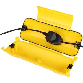 RESTMO Outdoor IP44 Waterproof Connection Box, Weatherproof Electrical Extension Lead Cover, Safety Seal Enclosure to Protect Holiday Decorations, LED Strip Light, Power Tool, Fountain, Yellow